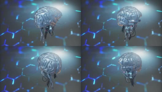 科幻机器人大脑器官，3d渲染高清在线视频素材下载