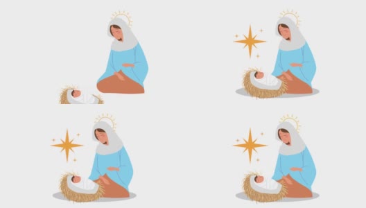 与圣母玛利亚和耶稣宝宝一起庆祝圣诞快乐高清在线视频素材下载