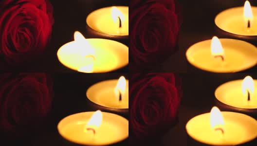 玫瑰和茶灯蜡烛高清在线视频素材下载