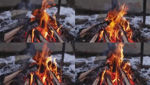 篝火的慢镜头高清在线视频素材下载
