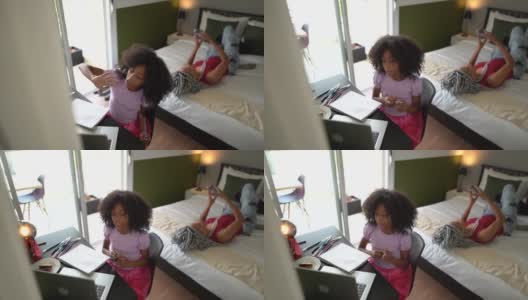 在家学习的女孩高清在线视频素材下载