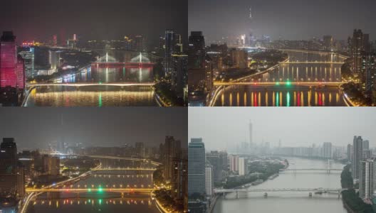 从雨天到夜晚过渡时间流逝的城市景观。高清在线视频素材下载