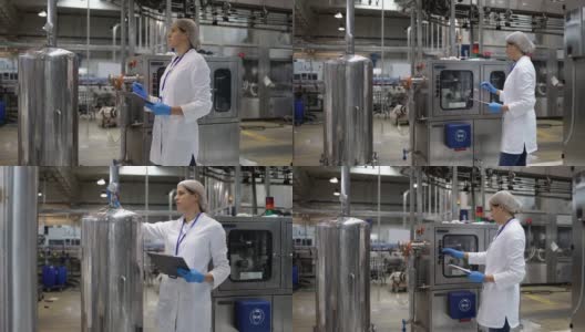 在装瓶厂从事维修工作的女工程师高清在线视频素材下载
