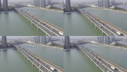 跨海大桥交通流航拍图高清在线视频素材下载