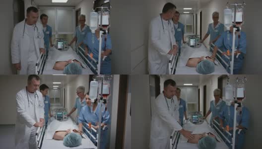 在去手术室的路上，医生让病人平静下来高清在线视频素材下载