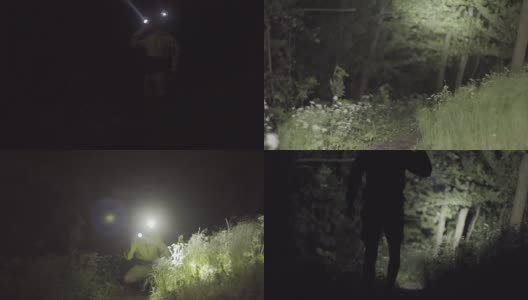 晚上在森林里孤独的行走高清在线视频素材下载