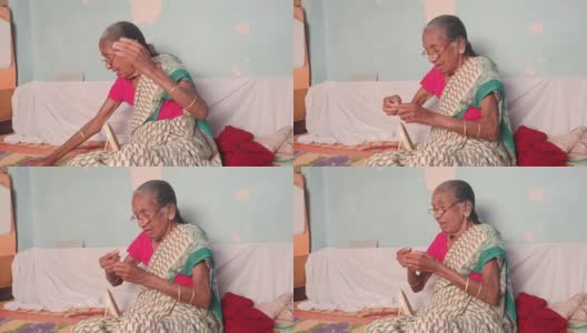 老妇人梳她的头发，高清在线视频素材下载