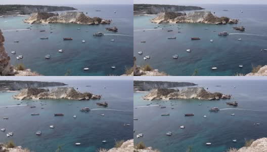 特雷米蒂群岛-从巴迪亚利城堡的船只全景高清在线视频素材下载