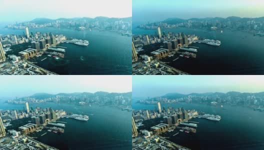 中国香港2014年11月16日:鸟瞰中国香港的维多利亚港高清在线视频素材下载