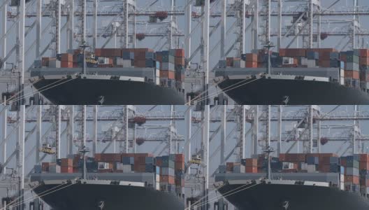 南安普顿码头的集装箱船高清在线视频素材下载