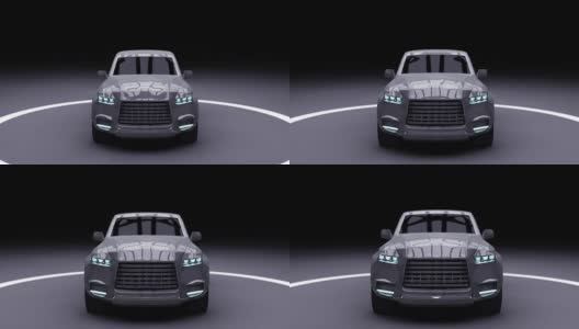现代汽车，照片逼真的3D汽车动画上的黑色背景高清在线视频素材下载