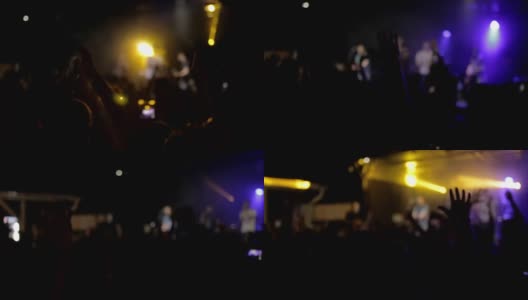 一群人在摇滚音乐会或dj派对上聚会的慢镜头高清在线视频素材下载