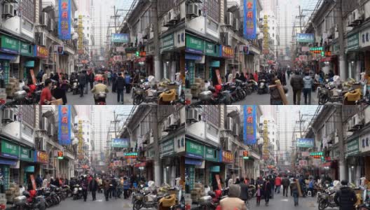 上海市区白天繁华拥挤的街道。高清在线视频素材下载