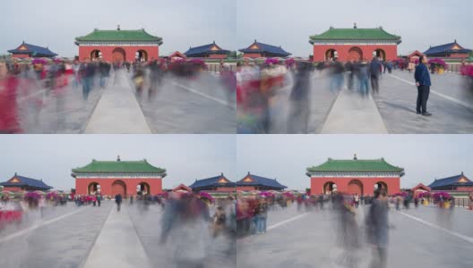 时间的推移，人们在天坛徘徊在周末，北京。高清在线视频素材下载