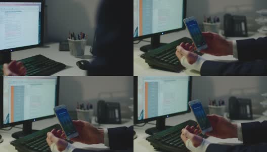 办公室职员用绷带包扎手机高清在线视频素材下载