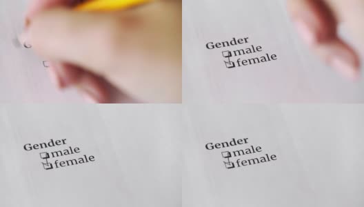 问题和答案。性别。女性用铅笔调查高清在线视频素材下载
