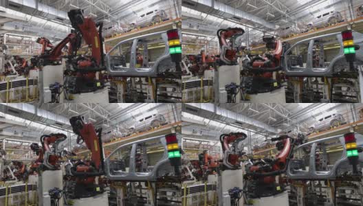 汽车生产自动化流水线，机器人焊接高清在线视频素材下载