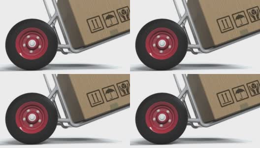 最好的价格文字纸箱上的一个孤立的送货车3d动画高清在线视频素材下载