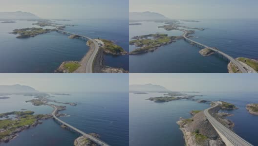 挪威西海岸大西洋航线的鸟瞰图高清在线视频素材下载