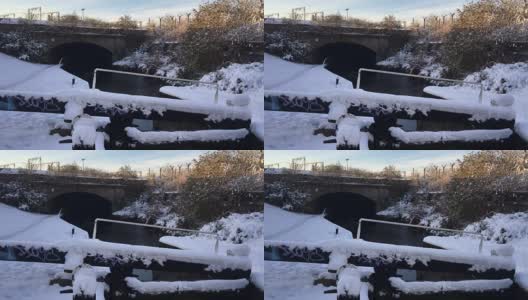 城市景观被干脆的冬天的雪伪装高清在线视频素材下载