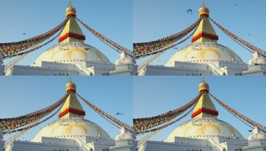 尼泊尔的象征，加德满都的佛眼(博达纳塔)高清在线视频素材下载