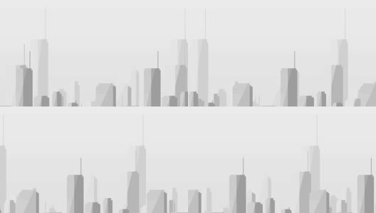 2D动画黑白可循环的市中心天际线高清在线视频素材下载