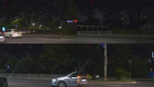 夜间珠海交通街道道路旅行侧窗pov全景4k中国高清在线视频素材下载