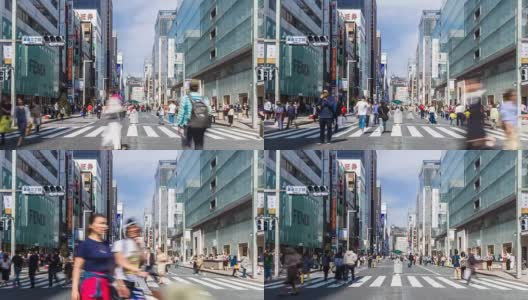 东京，日本，行人在银座区散步和购物。高清在线视频素材下载