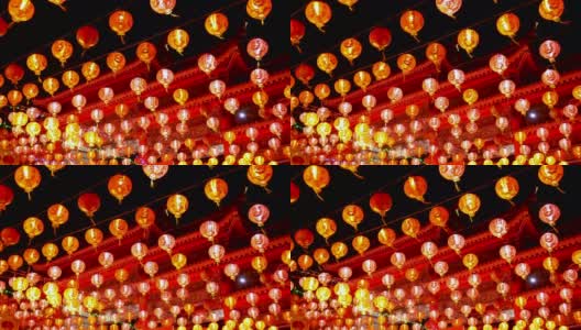 中国新年挂的红灯笼。高清在线视频素材下载