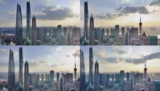 4K:上海陆家嘴全景，从日出到日落，中国高清在线视频素材下载