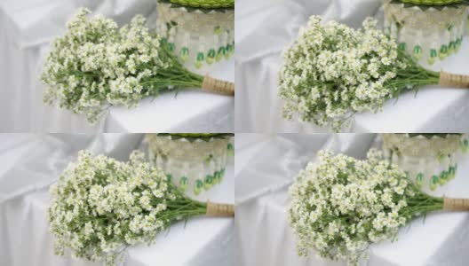 婚礼装饰用一束白色的花。高清在线视频素材下载