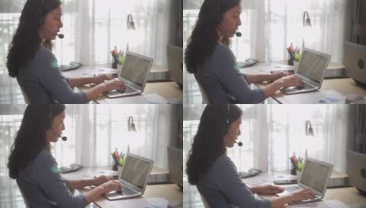亚裔女性在家和室友一起工作高清在线视频素材下载