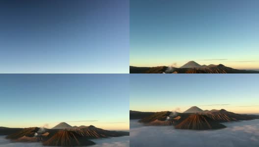 在印度尼西亚东爪哇的腾格里山脉的活火山布罗莫火山的日出镜头视频。高清在线视频素材下载