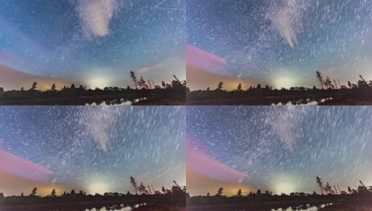 加拿大，Gravenhurst, Muskoka Torrance Barrens Dark-Sky Preserve上空的星迹高清在线视频素材下载