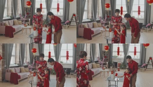 亚洲家庭装饰中国新年高清在线视频素材下载