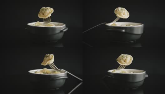 在碗里装满肉的水饺高清在线视频素材下载