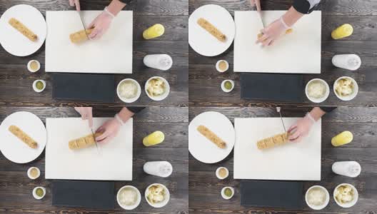 厨师切寿司的手。高清在线视频素材下载