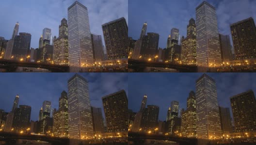 芝加哥城从黄昏到夜晚的时间推移高清在线视频素材下载