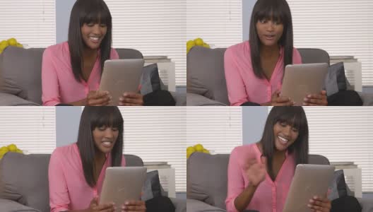 黑人妇女视频聊天与pad高清在线视频素材下载