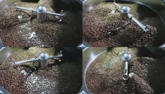 男子操作咖啡豆烘焙机高清在线视频素材下载