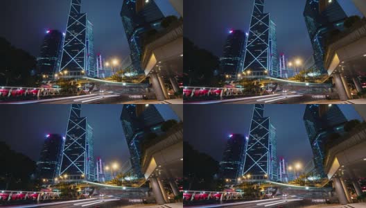 夜间灯光交通道路距离香港市中心4k时间间隔高清在线视频素材下载