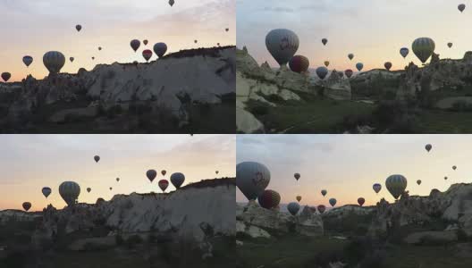 几十个热气球飞过卡帕多西亚高清在线视频素材下载