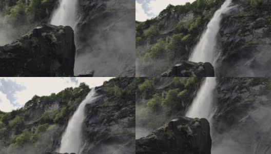山上瀑布的特写镜头高清在线视频素材下载