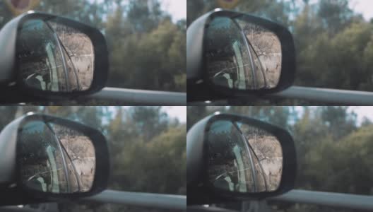汽车行驶时的侧视镜高清在线视频素材下载