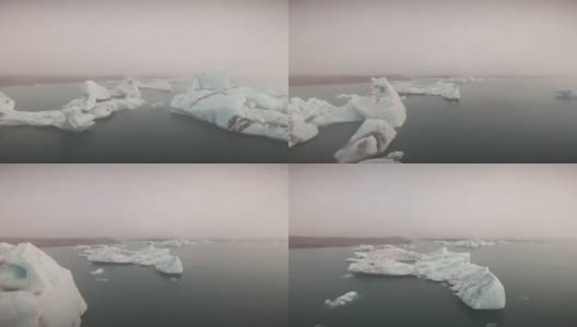 冰岛Jokulsarlon冰川湖FPV无人机飞行视频Jökulsarlon冰山高清在线视频素材下载