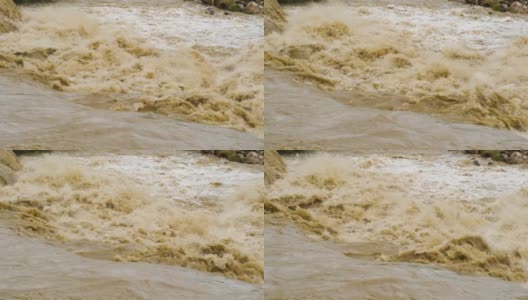 春季暴雨洪涝期浑河积水。高清在线视频素材下载