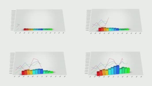 上升柱状图动画从红到绿高清在线视频素材下载