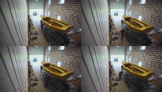 车库车间的木船高清在线视频素材下载