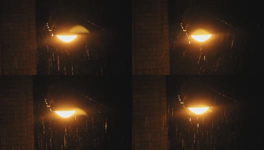 雨夜街灯高清在线视频素材下载