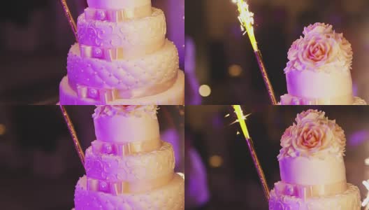 婚礼蛋糕上面有花高清在线视频素材下载